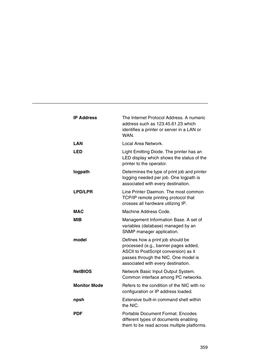 Printronix Network Interface Card User Manual | Page 359 / 378