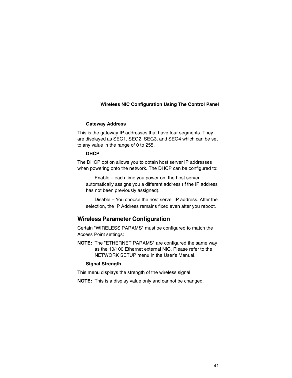 Wireless parameter configuration | Printronix Network Interface Card User Manual | Page 41 / 378