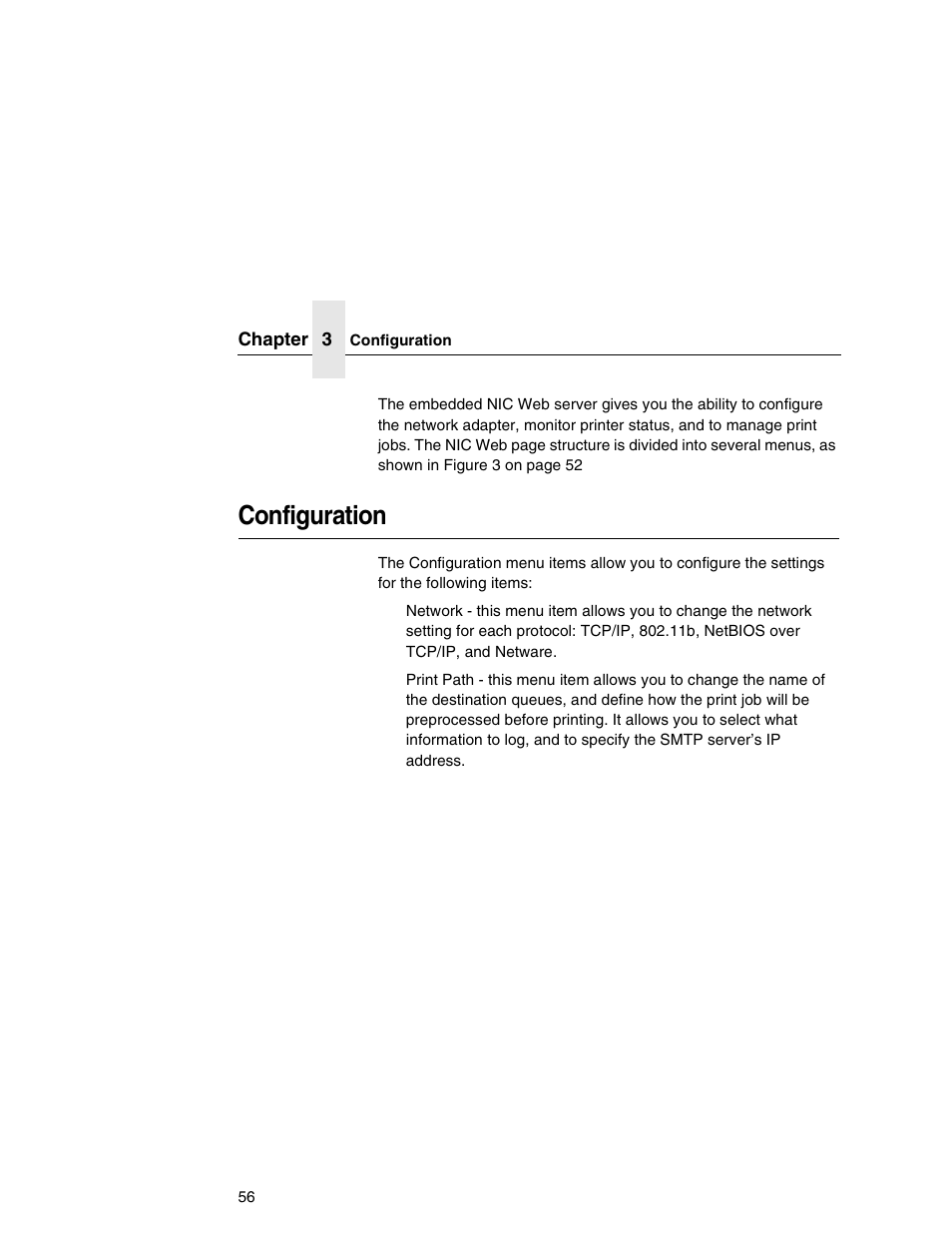 Configuration | Printronix Network Interface Card User Manual | Page 56 / 378