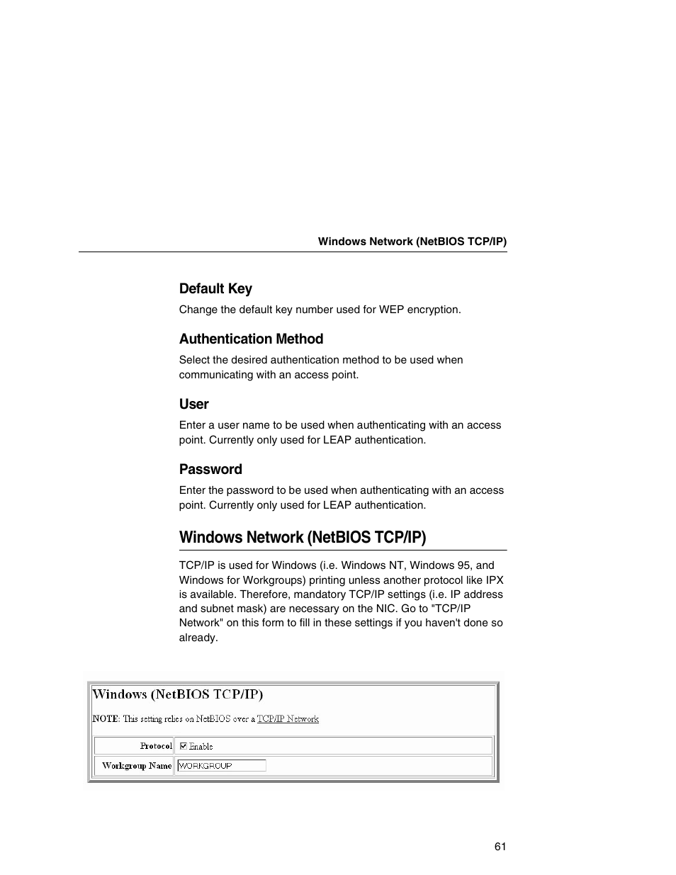 Windows network (netbios tcp/ip) | Printronix Network Interface Card User Manual | Page 61 / 378