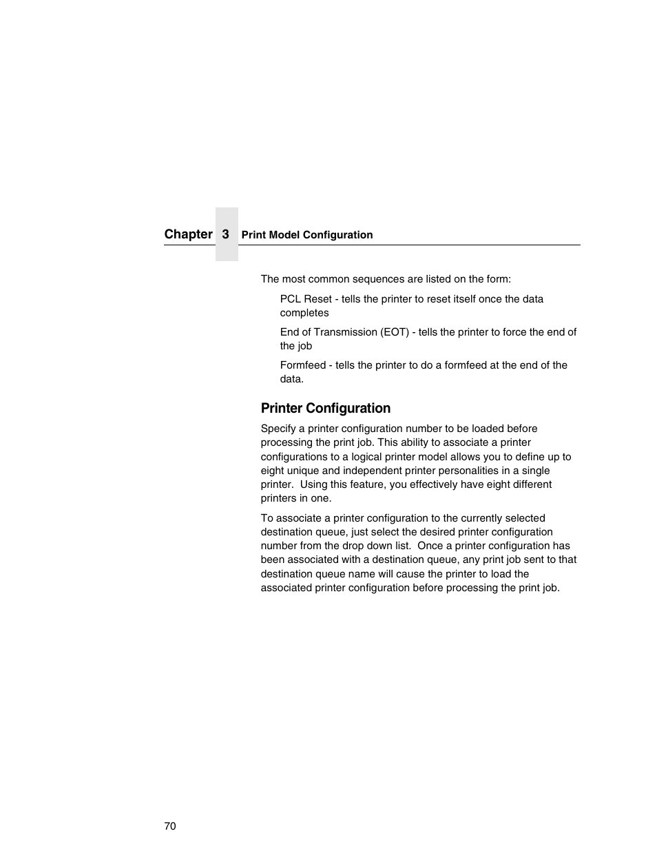 Ge 70, Printer configuration | Printronix Network Interface Card User Manual | Page 70 / 378