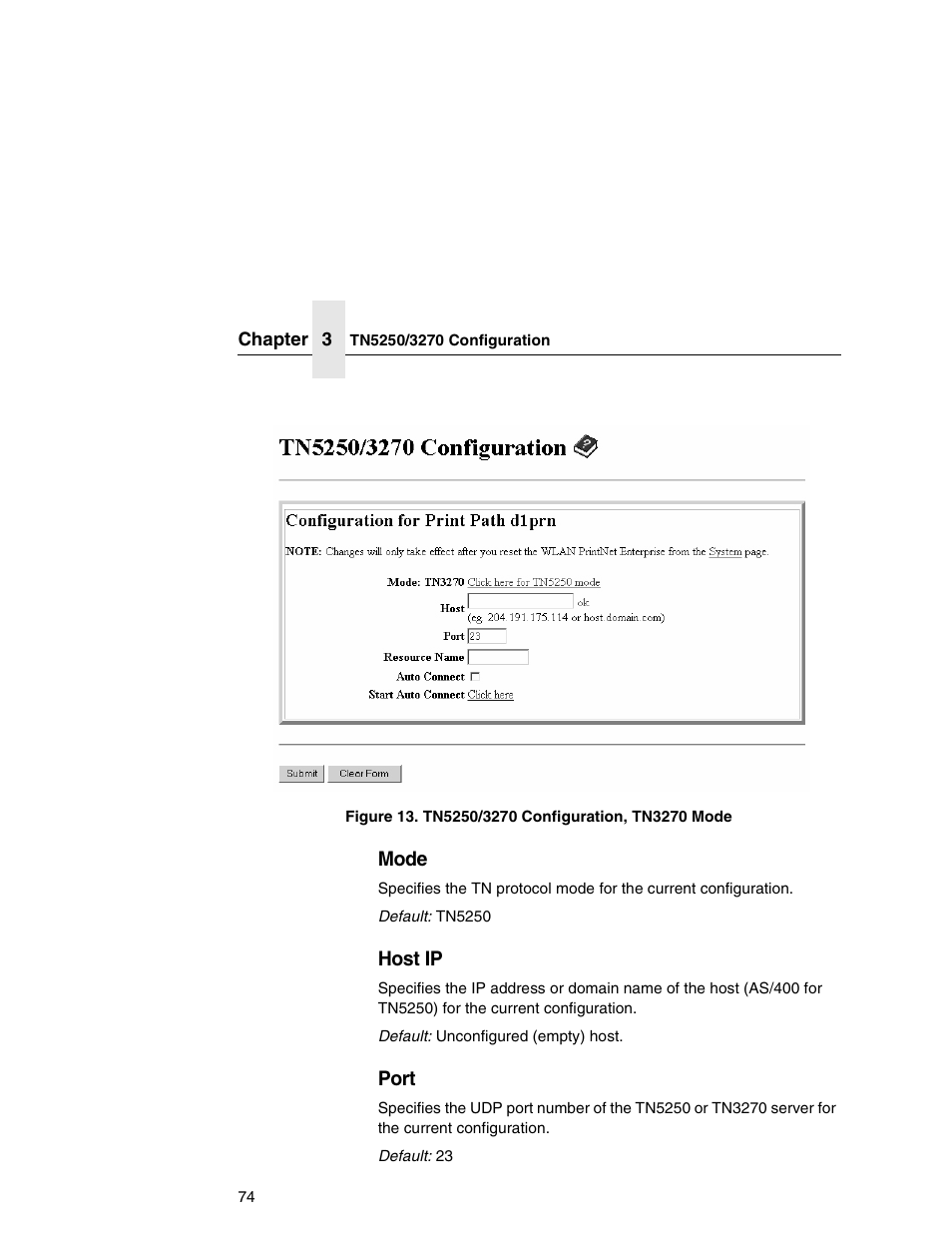 Mode, Host ip, Port | Printronix Network Interface Card User Manual | Page 74 / 378