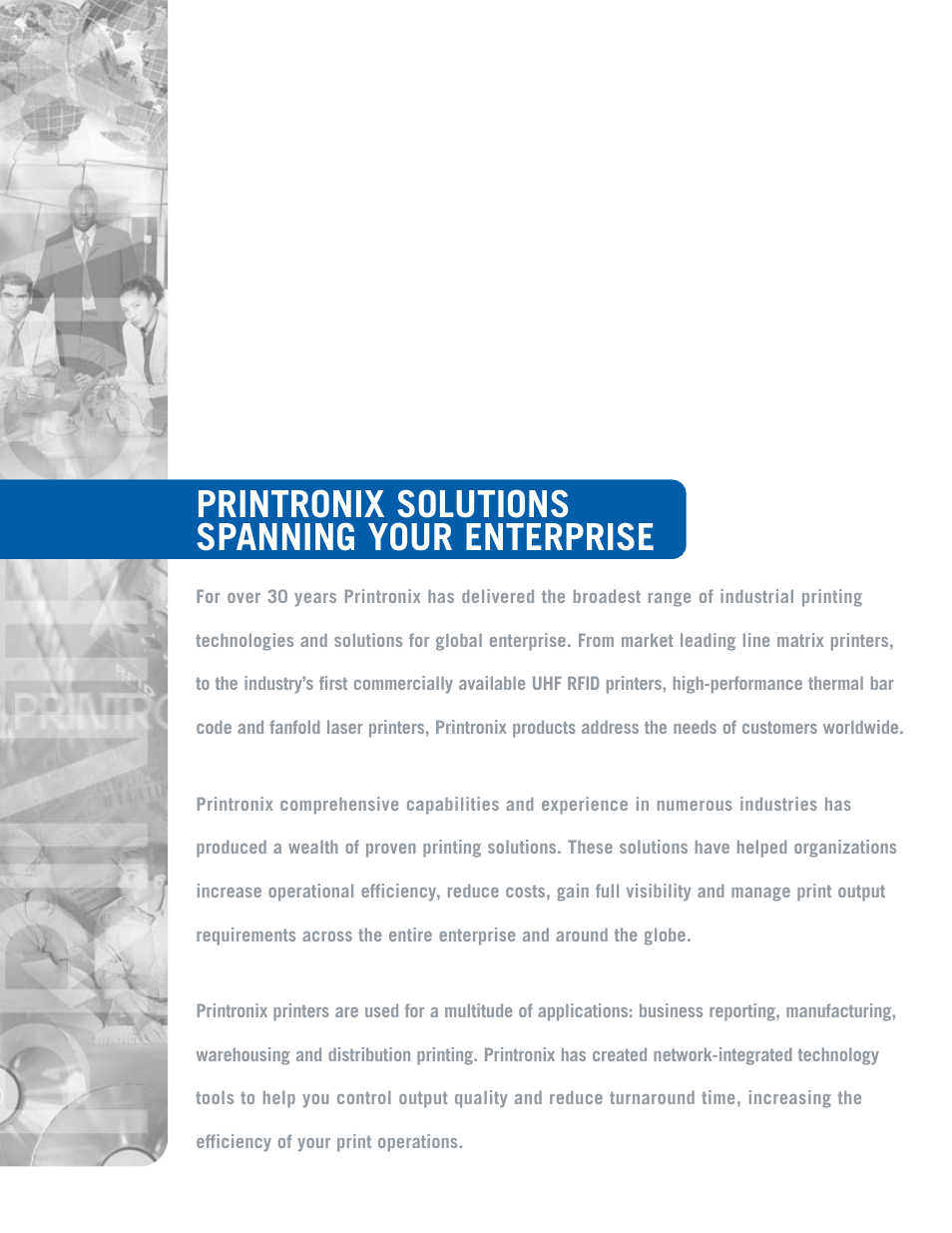 Printronix solutions spanning your enterprise | Printronix laser printers User Manual | Page 2 / 12