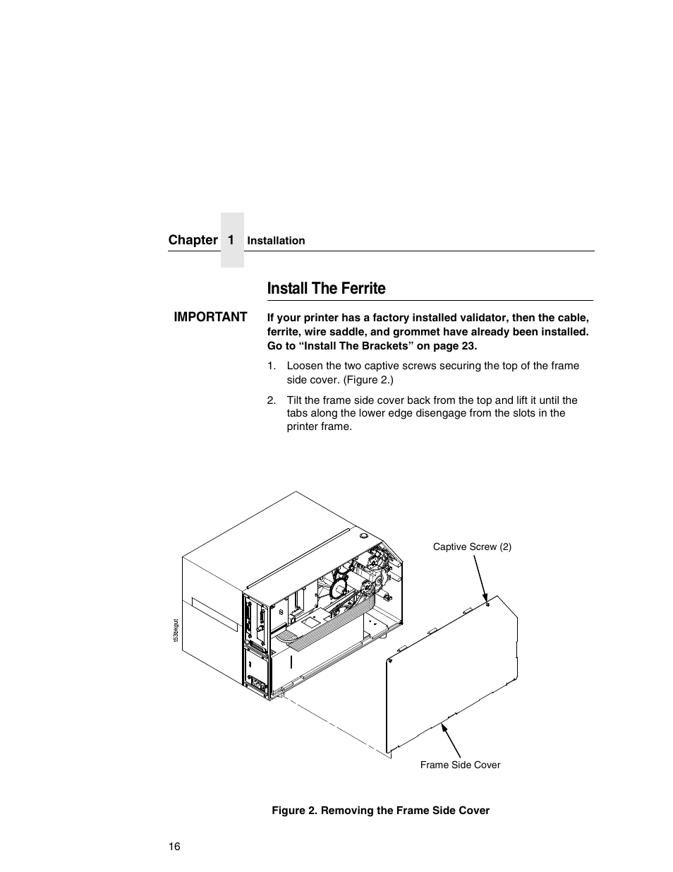 Install the ferrite | Printronix T5000e Series User Manual | Page 16 / 78
