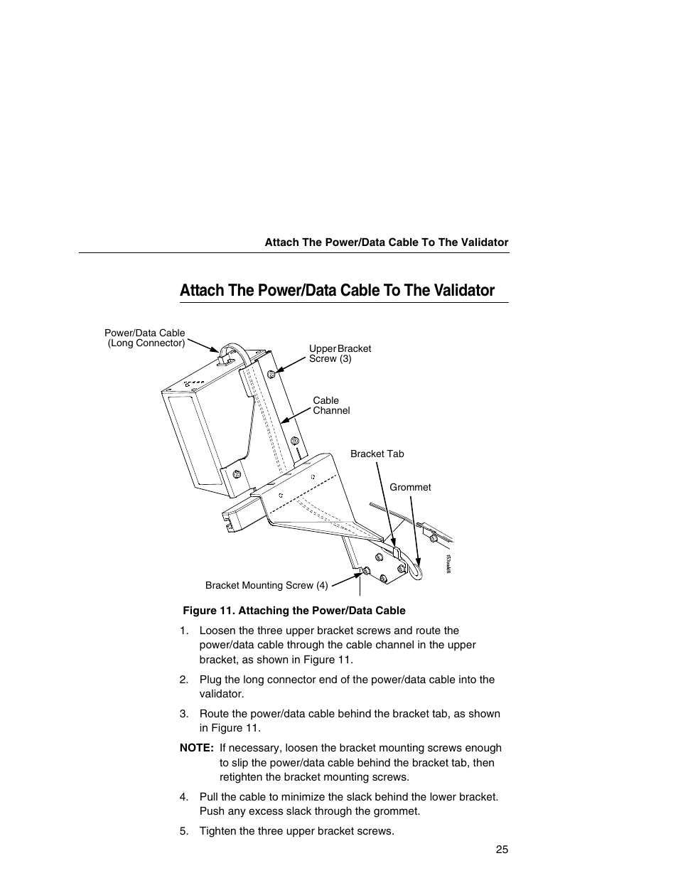 Attach the power/data cable to the validator | Printronix T5000e Series User Manual | Page 25 / 78