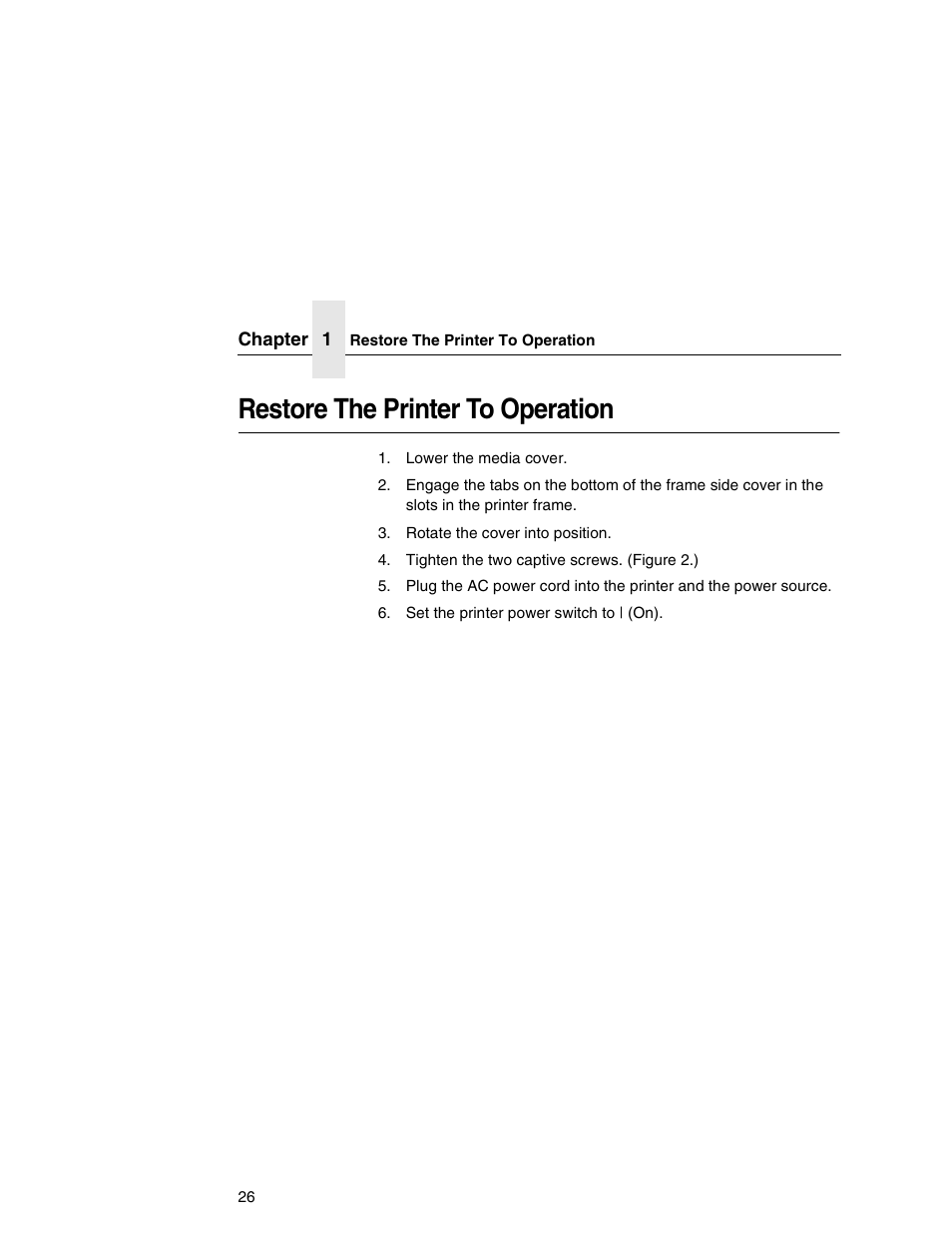Restore the printer to operation | Printronix T5000e Series User Manual | Page 26 / 78