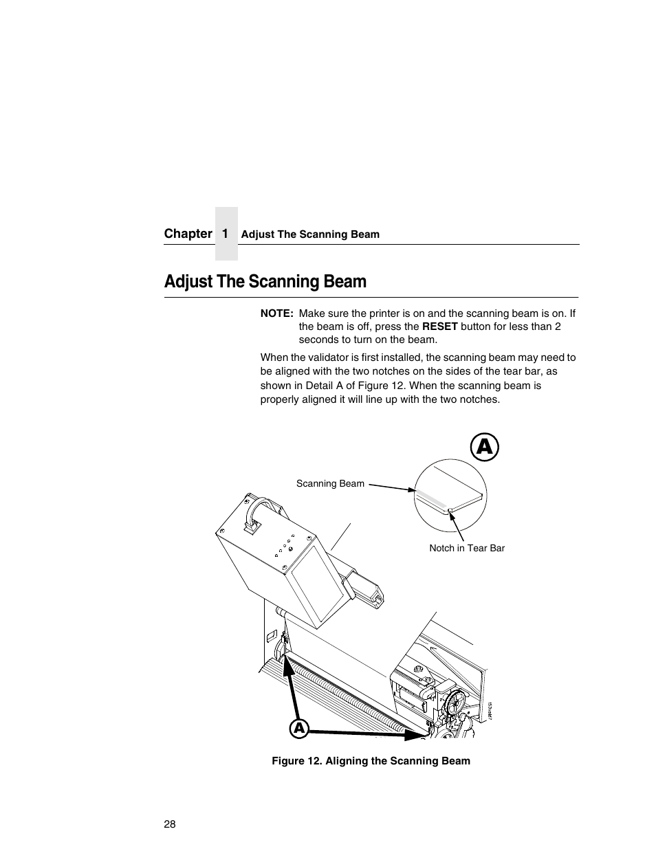 Adjust the scanning beam | Printronix T5000e Series User Manual | Page 28 / 78