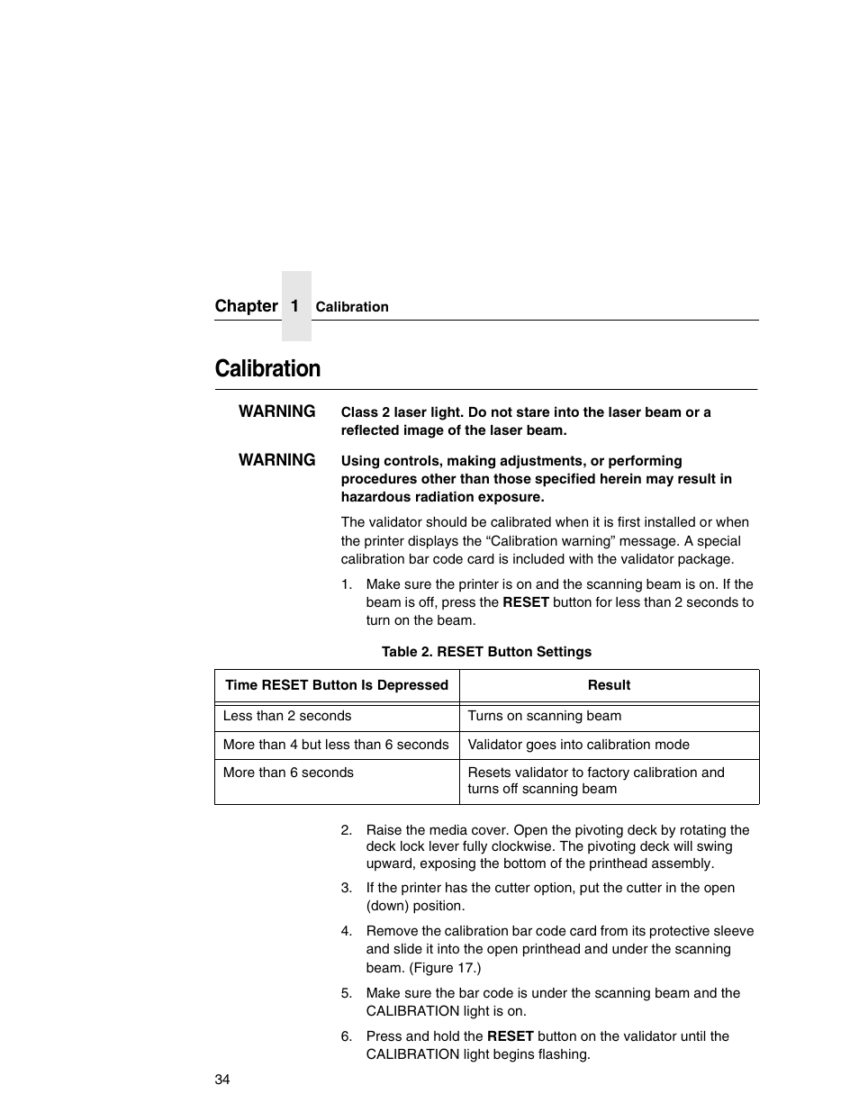 Calibration | Printronix T5000e Series User Manual | Page 34 / 78