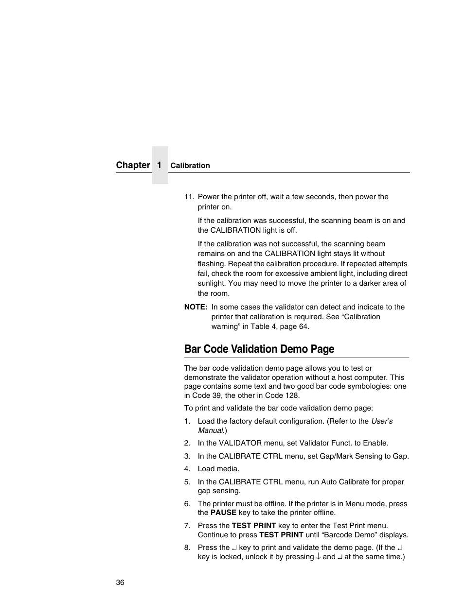 Bar code validation demo page | Printronix T5000e Series User Manual | Page 36 / 78