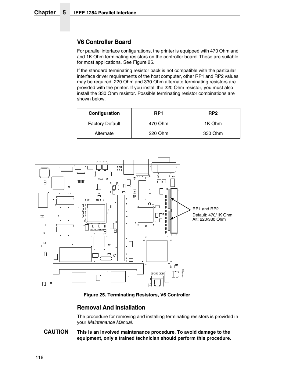 V6 controller board, Removal and installation | Printronix H-SERIES P7000 User Manual | Page 118 / 210