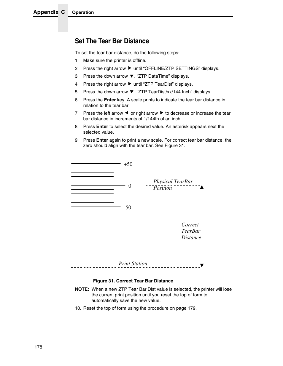 Set the tear bar distance | Printronix H-SERIES P7000 User Manual | Page 178 / 210