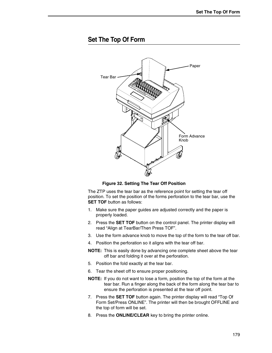 Set the top of form | Printronix H-SERIES P7000 User Manual | Page 179 / 210