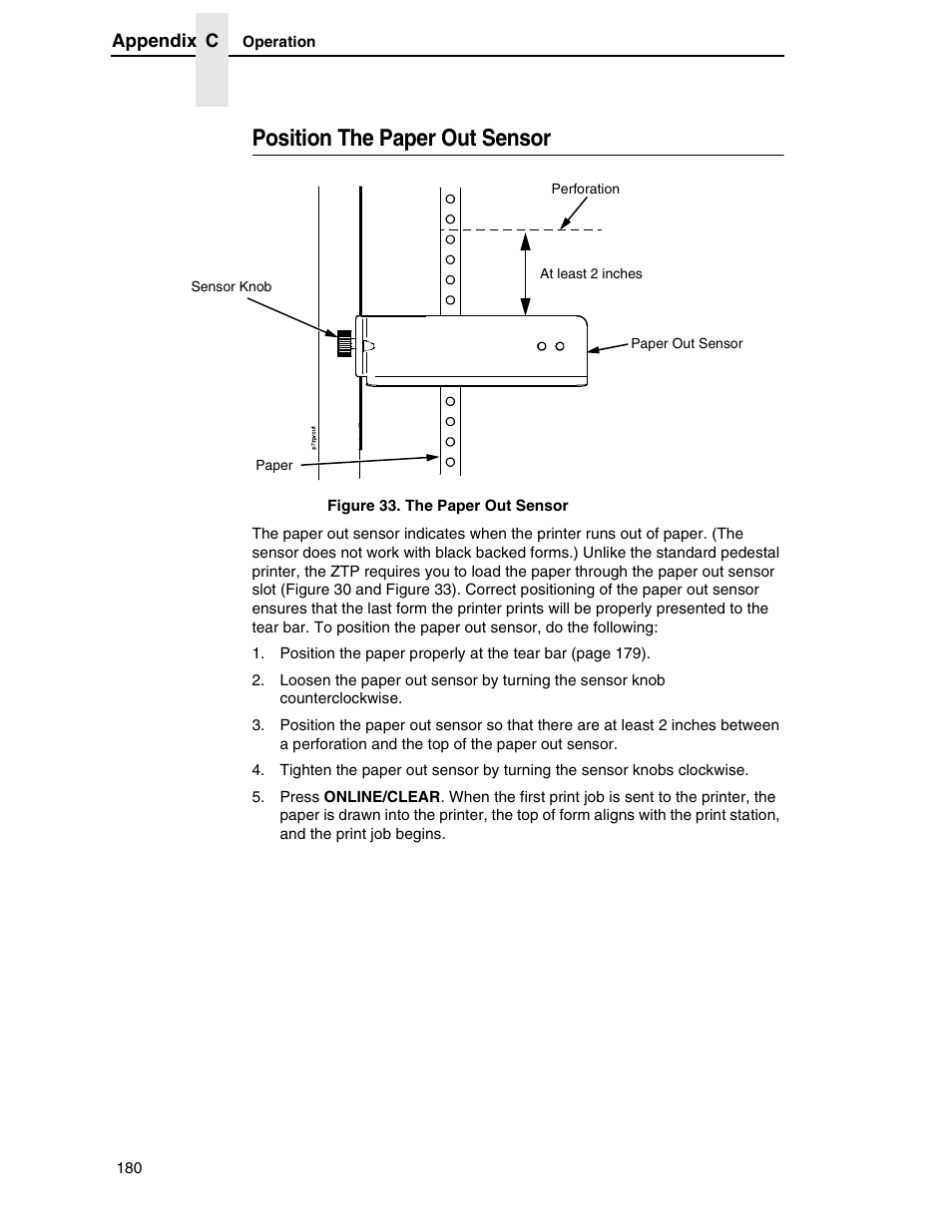 Position the paper out sensor | Printronix H-SERIES P7000 User Manual | Page 180 / 210