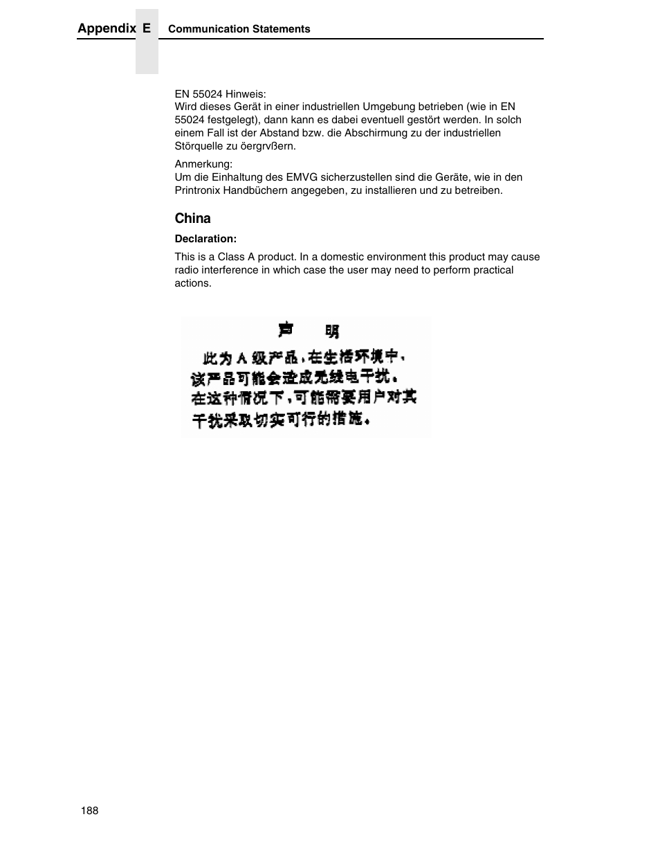 China | Printronix H-SERIES P7000 User Manual | Page 188 / 210