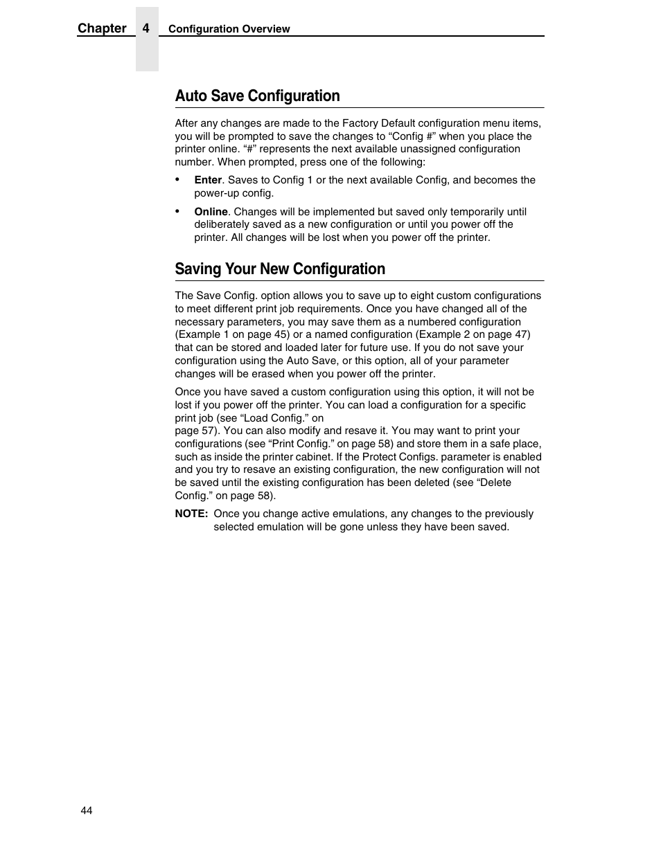 Auto save configuration, Saving your new configuration | Printronix H-SERIES P7000 User Manual | Page 44 / 210