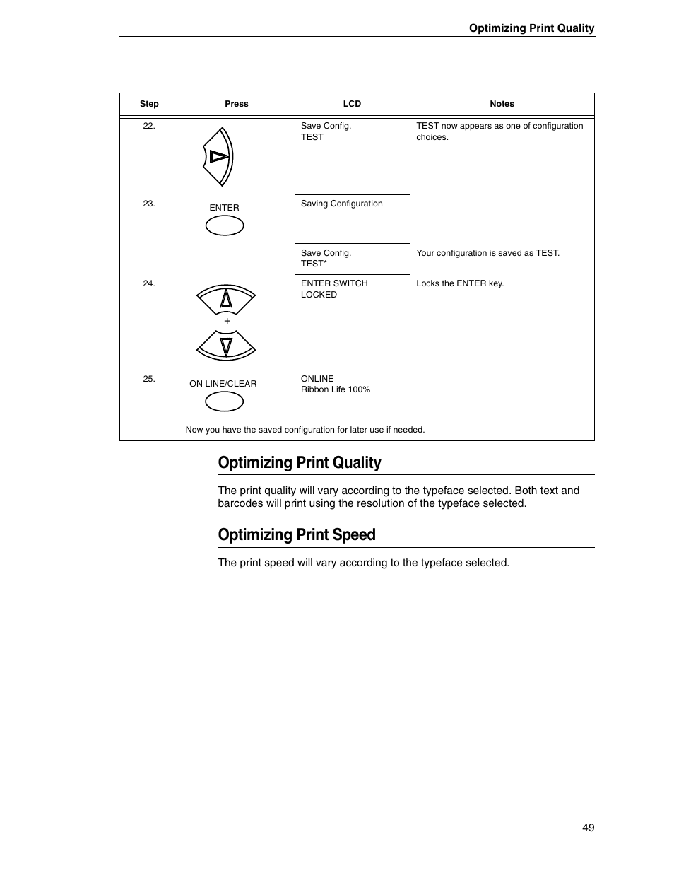 Optimizing print quality, Optimizing print speed | Printronix H-SERIES P7000 User Manual | Page 49 / 210