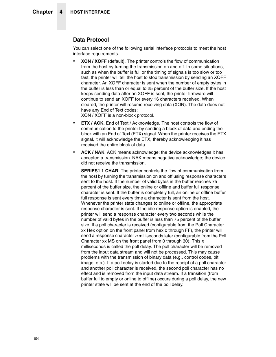 Data protocol | Printronix H-SERIES P7000 User Manual | Page 68 / 210