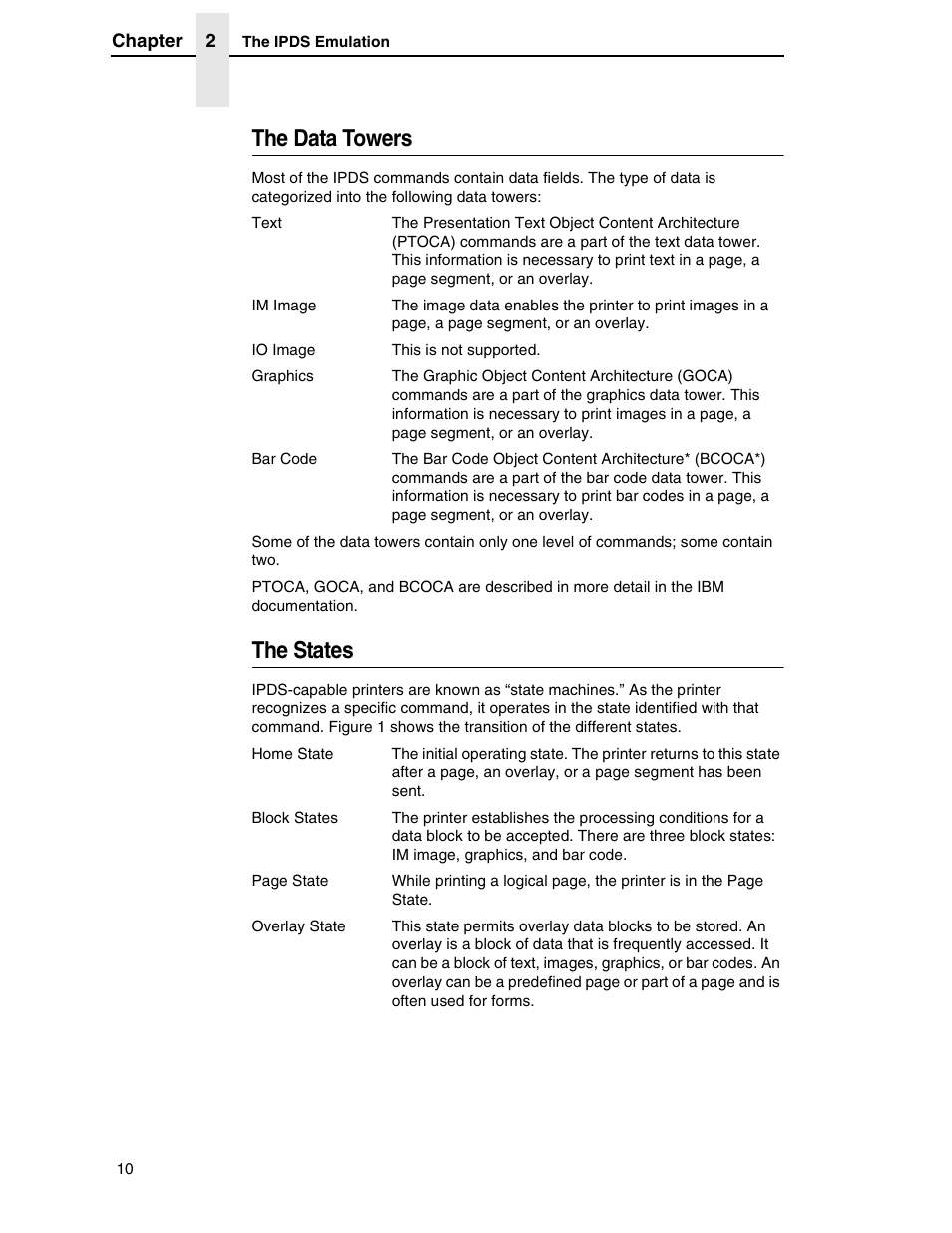 The data towers, The states | Printronix T5000R User Manual | Page 12 / 96