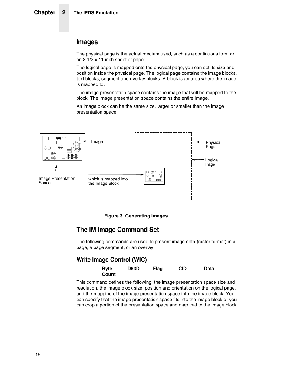 Images, The im image command set, Write image control (wic) | Printronix T5000R User Manual | Page 18 / 96