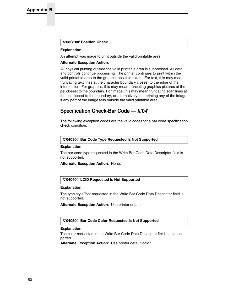 Specification check-bar code — x'04 | Printronix T5000R User Manual | Page 52 / 96