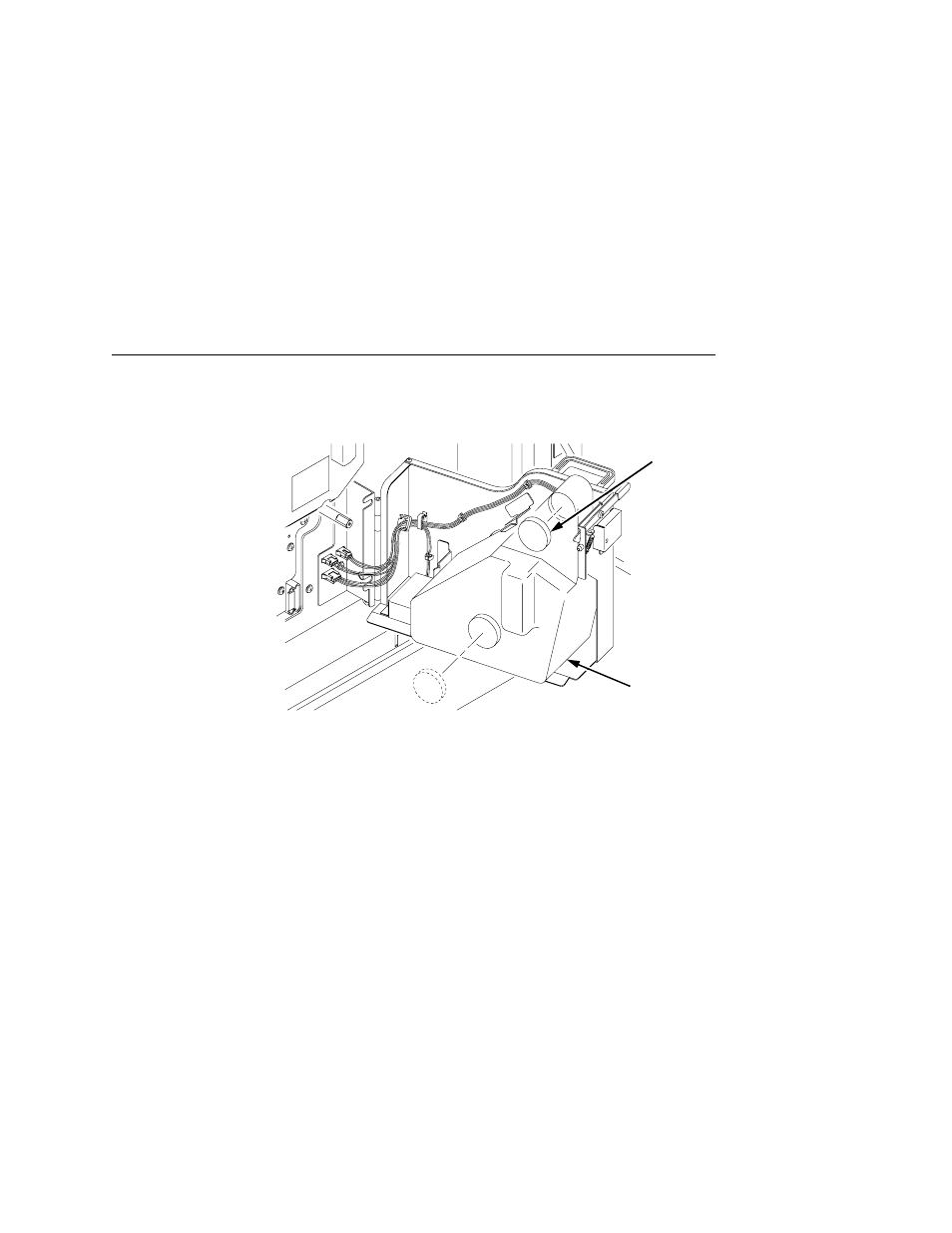 1) cap, 2) waste toner bottle, Install a new waste toner bottle | Close the printer front cover, Clear error 28, “waste toner full,” as follows, A. press clear, E. exit the configuration menu, F. press online | Printronix L5035 User Manual | Page 129 / 278