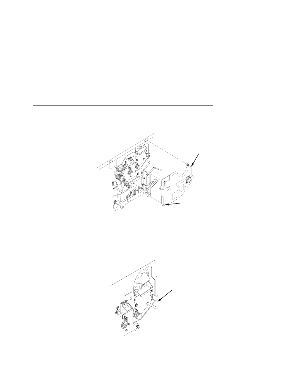 1) upper inner cover, 2) thumbscrews (3), Caution | 1) lever | Printronix L5035 User Manual | Page 131 / 278