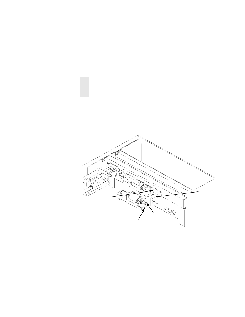 Install the upper and lower reverse roller units, B. tighten the green thumb screw, 1) hole in frame | 2) shaft pin, 3) alignment pin, 4) coupling, Chapter 5 | Printronix L5035 User Manual | Page 188 / 278
