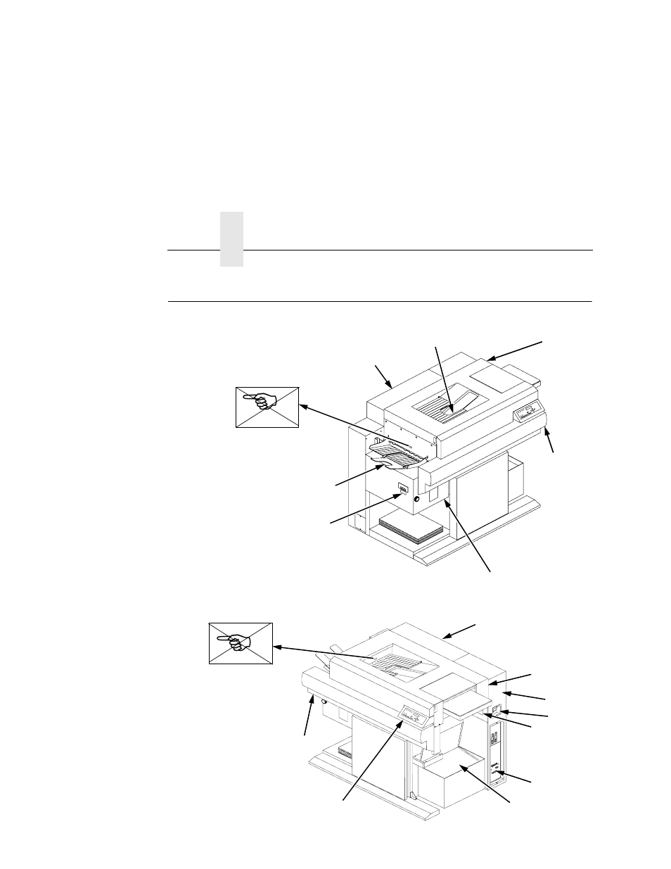 Safety label locations and printer views | Printronix L5035 User Manual | Page 22 / 278