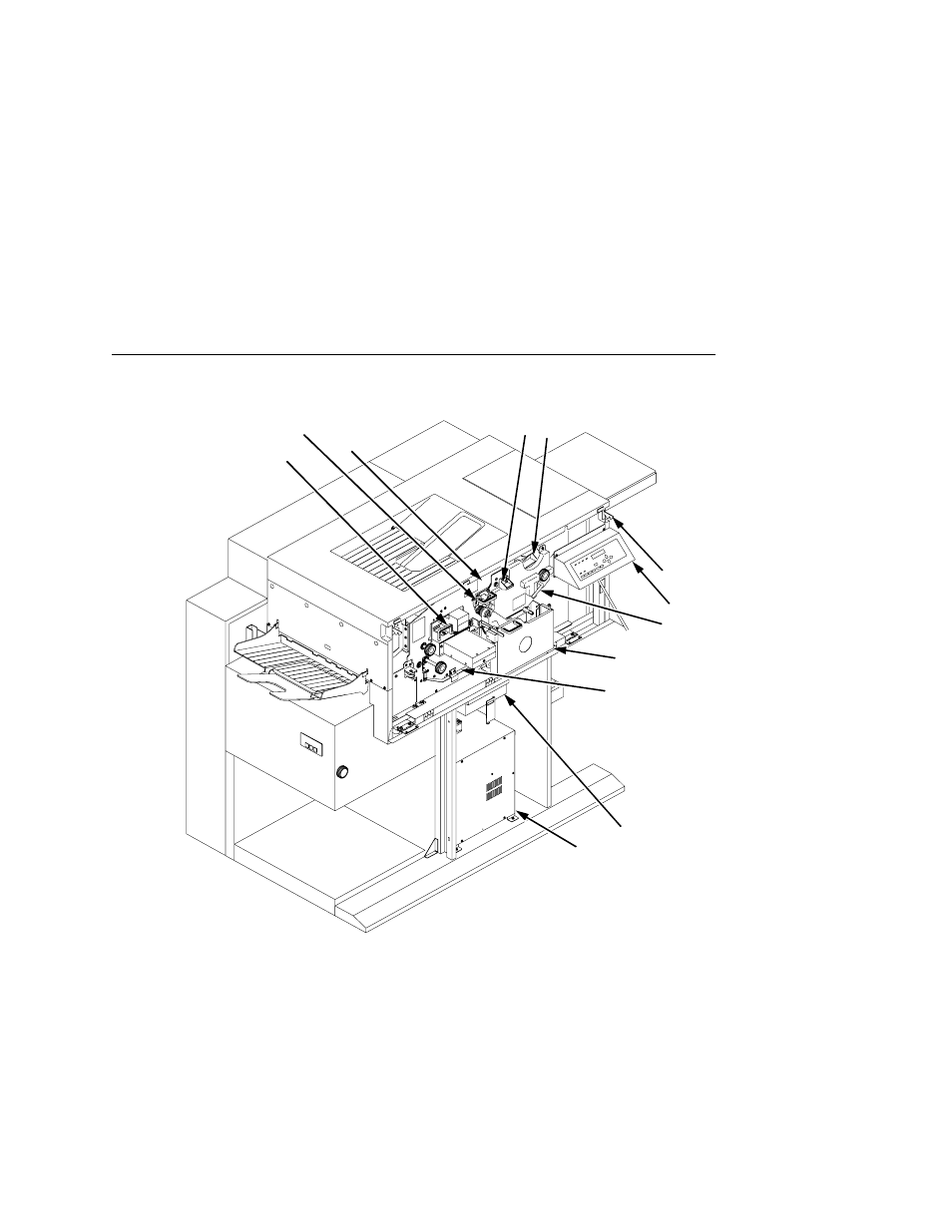 1) fuser unit, 2) cleaning unit, 3) discharge led (not visible) | 4) main charger, 5) toner cartridge, 6) optional cut sheet feeder unit, 7) control panel, 8) developing unit, 9) waste toner recovery unit, 10) transport unit | Printronix L5035 User Manual | Page 25 / 278