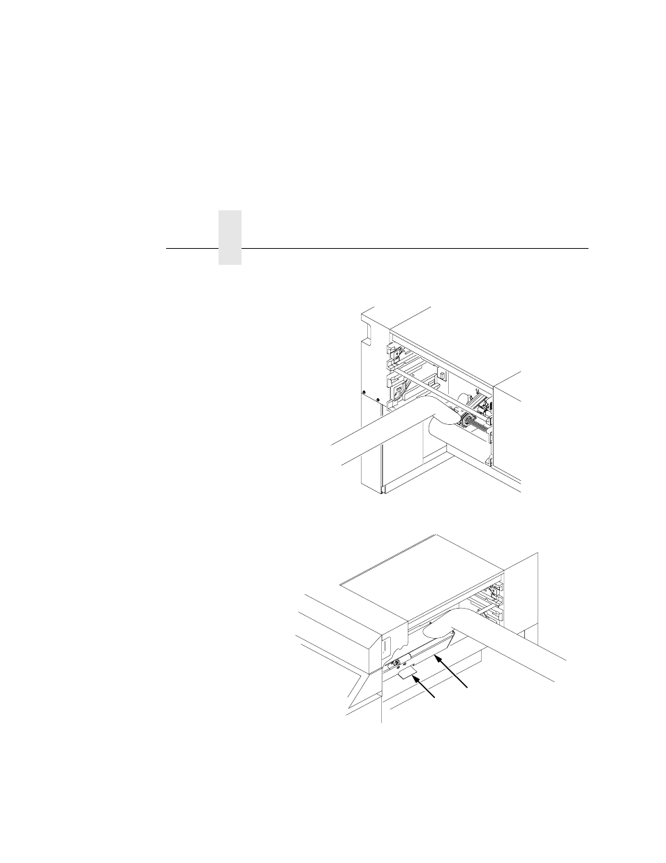 1) green lever, 2) paper guide, Chapter 4 | Printronix L5535 User Manual | Page 102 / 180