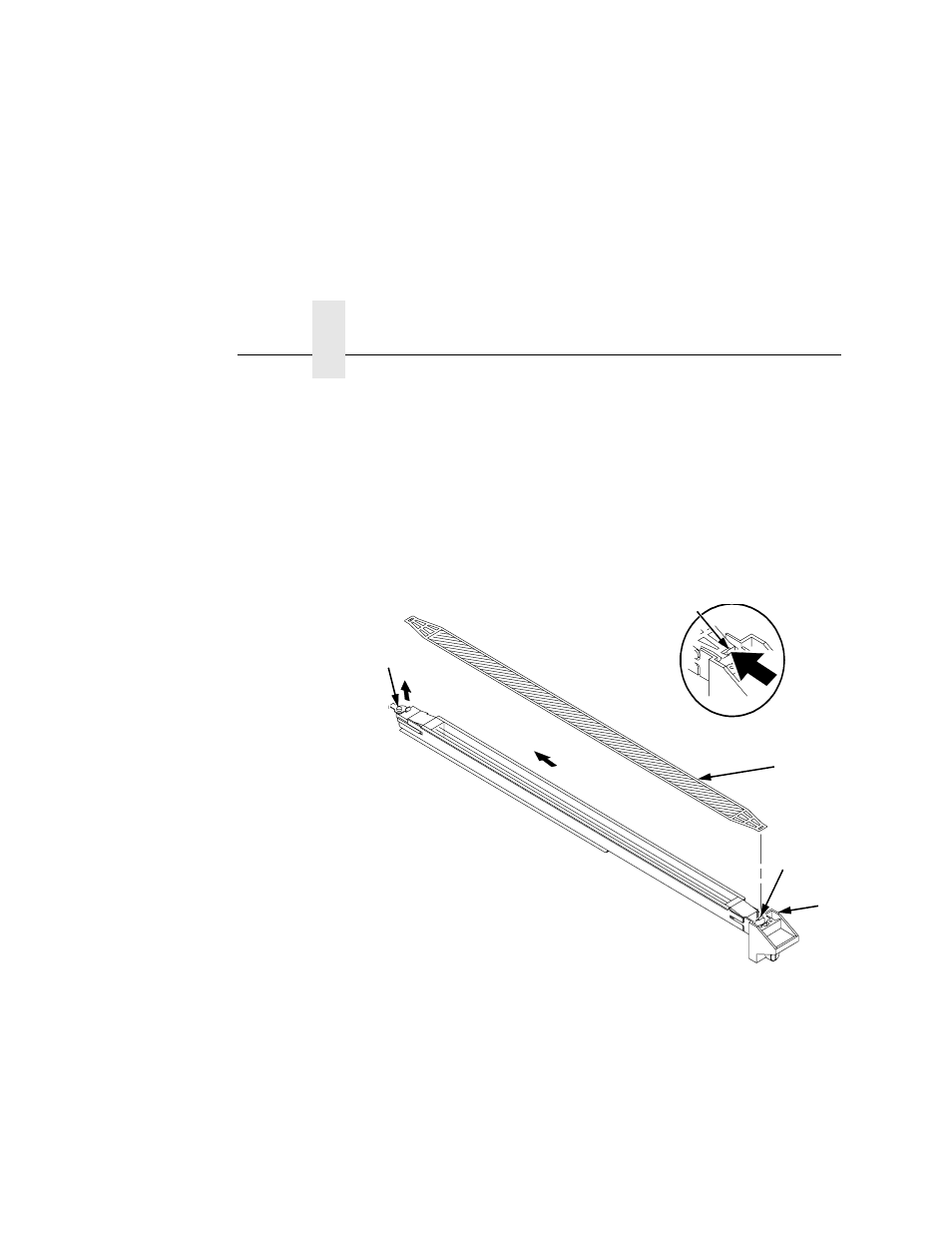 1) rear retaining tab, 2) front retaining tab (see inset drawing), 3) charger grid | 4) front retaining tab, 5) main charger, Chapter 4 | Printronix L5535 User Manual | Page 106 / 180