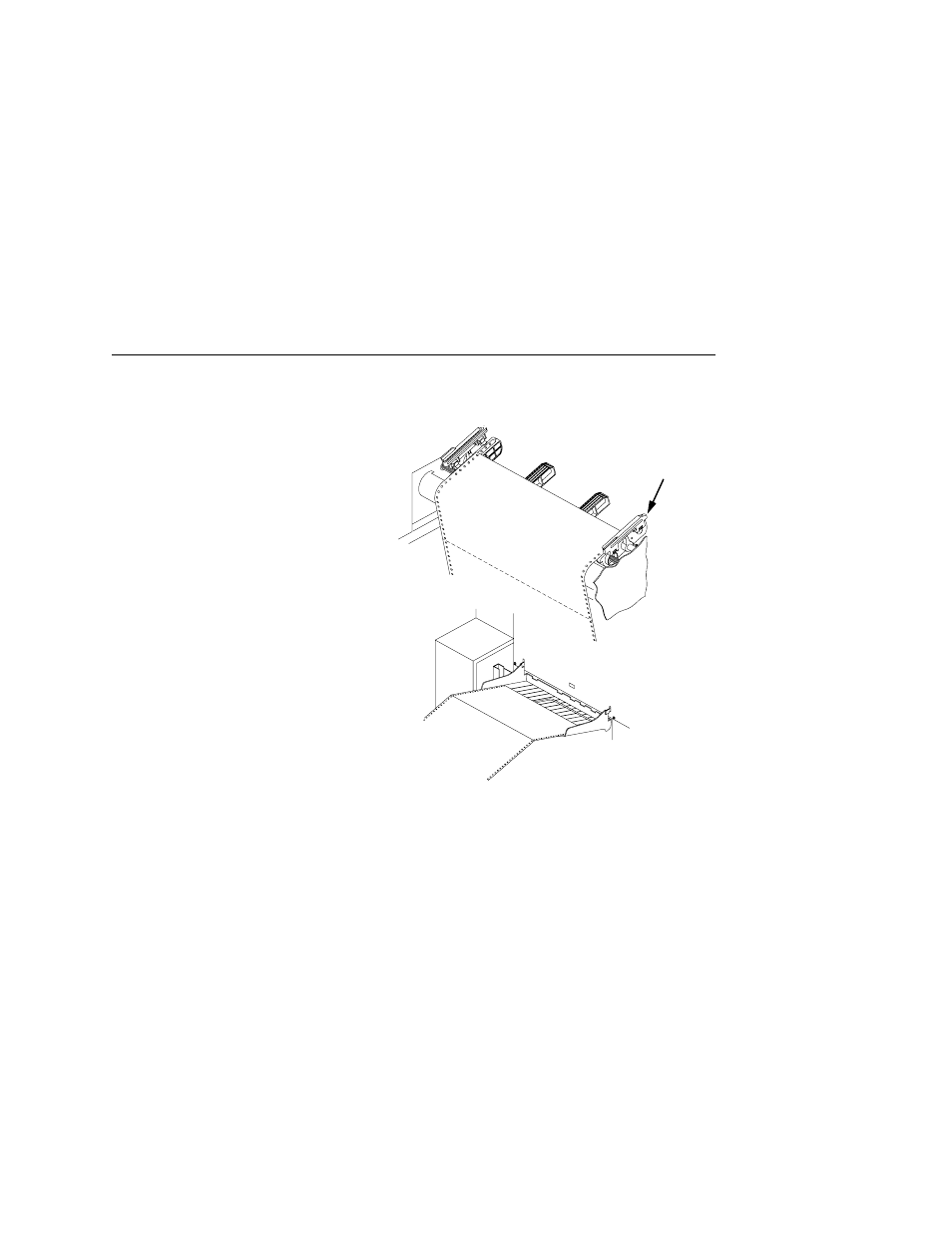 1) tractor gate, Caution, Reload the paper | Printronix L5535 User Manual | Page 137 / 180