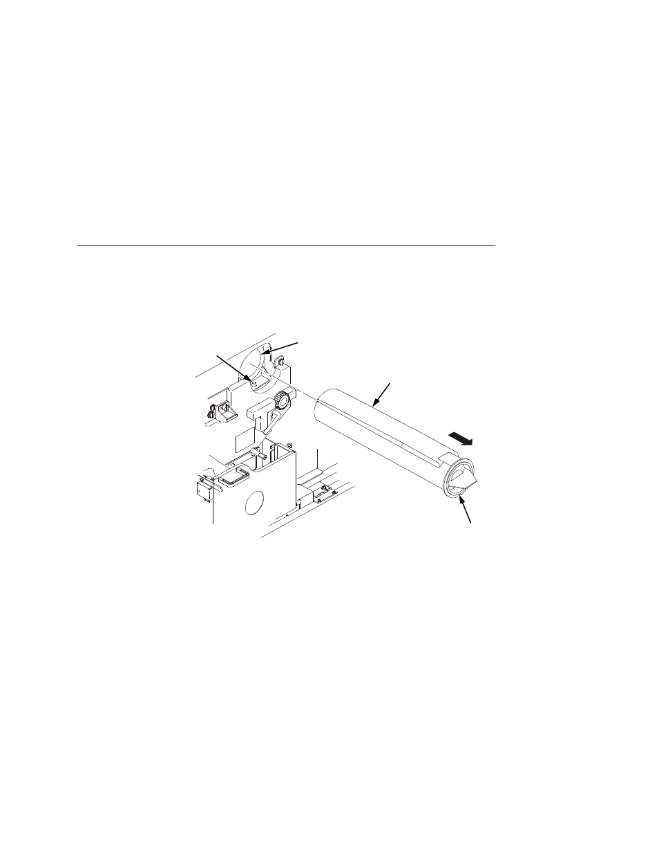 1) pin, 2) toner hopper, 3) cover tape | 4) notch | Printronix L5535 User Manual | Page 55 / 180