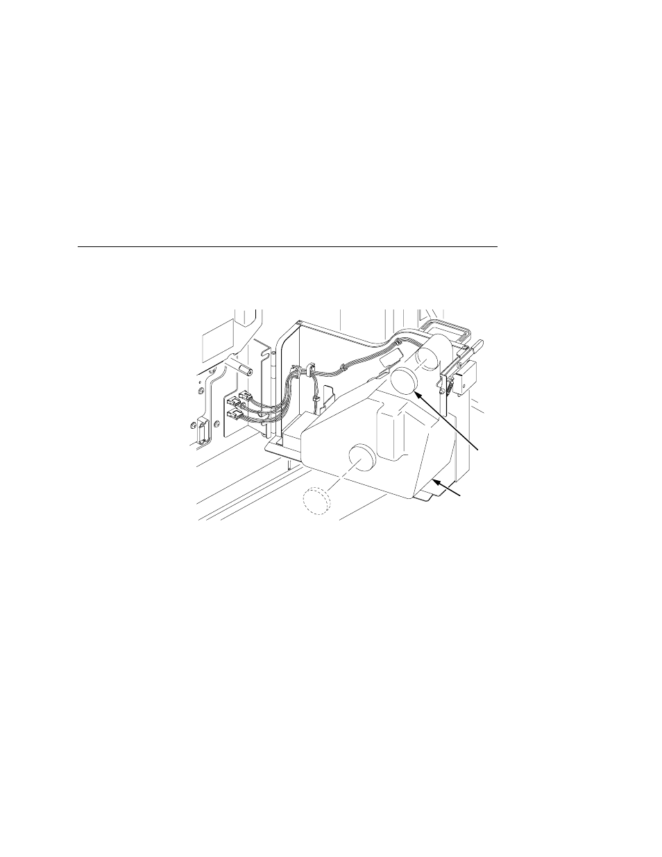 1) cap, 2) waste toner bottle, Install a new waste toner bottle | Close the printer front cover, Clear error 28, “waste toner full,” as follows, A. press clear, E. exit the configuration menu, F. press online | Printronix L5535 User Manual | Page 59 / 180