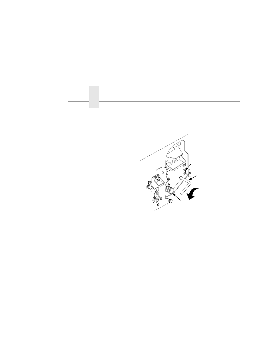 1) positioning pin, 2) lever, 3) developer roller knob | Close the printer front cover, Chapter 3 | Printronix L5535 User Manual | Page 76 / 180