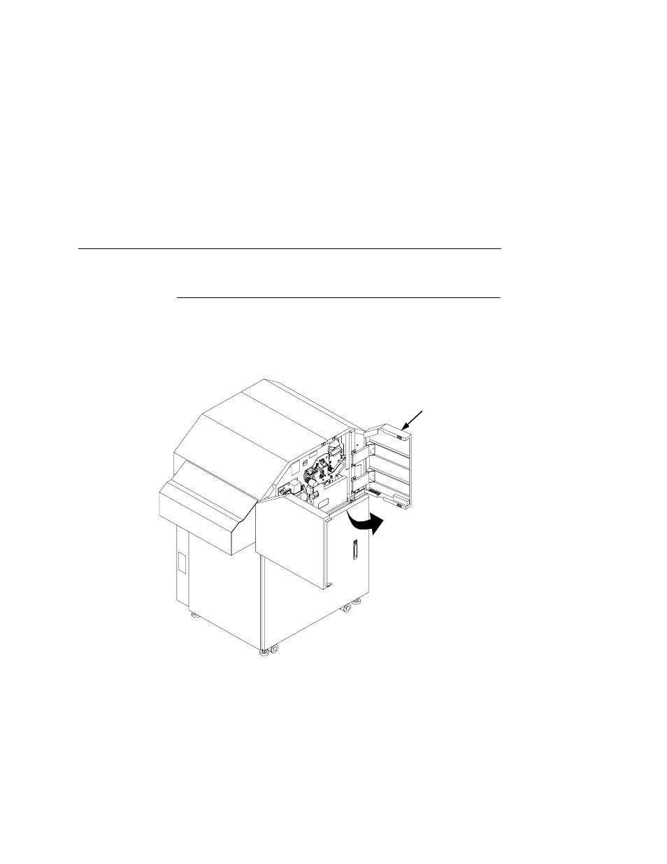 Opening the upper doors, Take the printer offline, 1) upper door | Printronix L5020 User Manual | Page 109 / 248