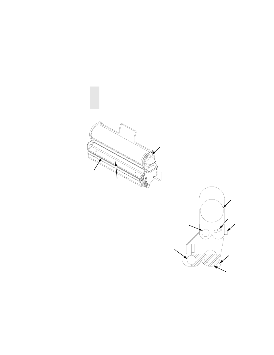 1) toner cartridge, 2) developing unit, 3) auger | 4) toner sensor, 5) developing tank, 6) developing roller, 7) toner supply roller, 8) screws (3), 9) cover, Chapter 4 | Printronix L5020 User Manual | Page 126 / 248