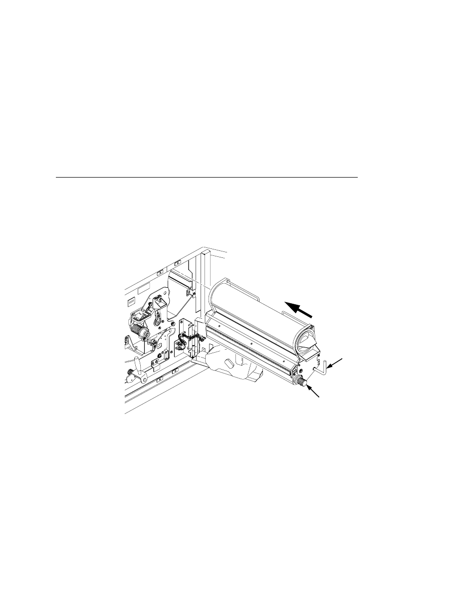 1) lever, 2) developing roller knob | Printronix L5020 User Manual | Page 131 / 248