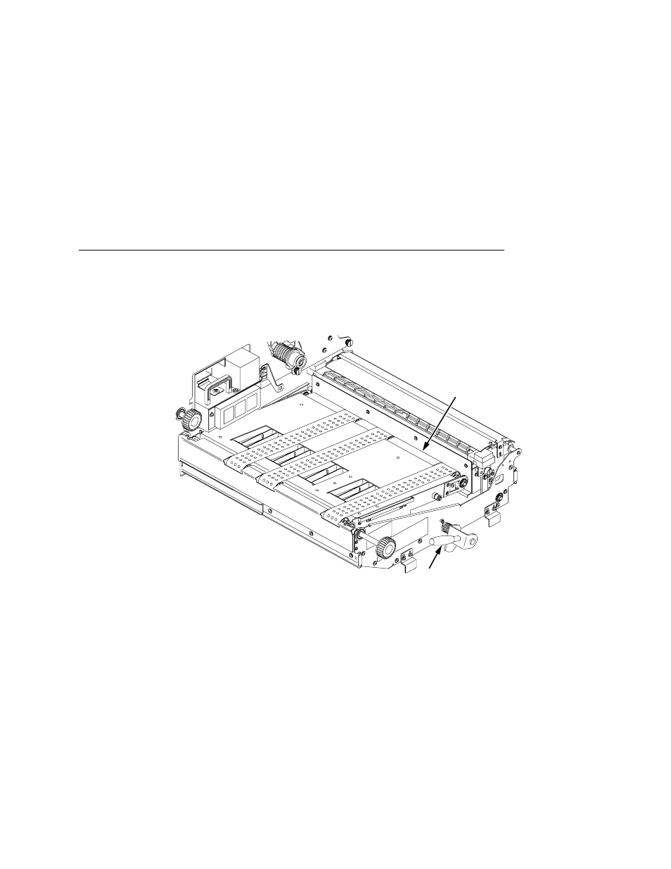 1) transport surface, 2) green lever | Printronix L5020 User Manual | Page 149 / 248