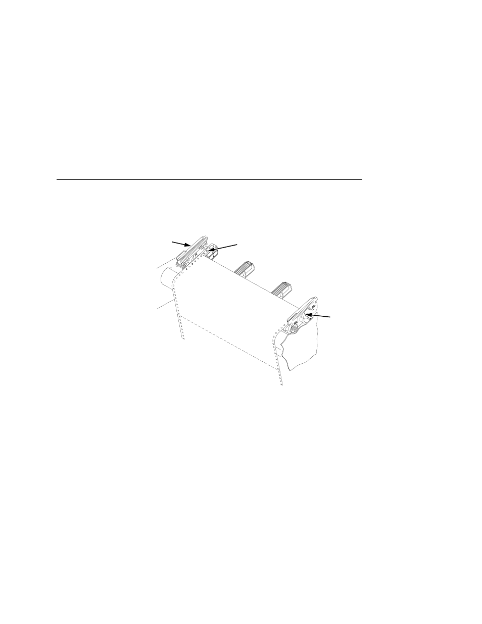 Close the left tractor gate, 1) tractor pins, 2) tractor lock | 3) tractor gate | Printronix L5020 User Manual | Page 29 / 248