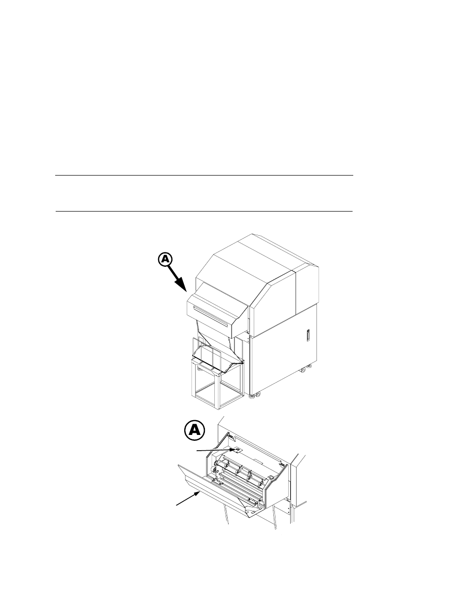 Power paper stacker (option), 1) heavy mode/light mode switch, 2) stacker cover | Figure 6 : power paper stacker | Printronix L5020 User Manual | Page 33 / 248