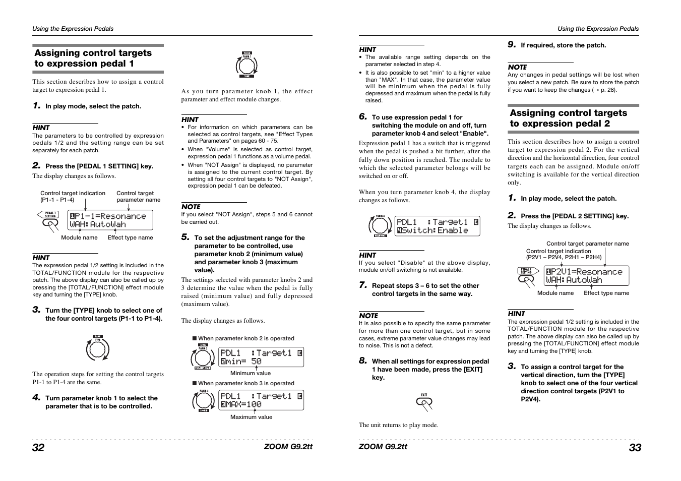 Wah:autowah, Wah:autowah ¡p1-1=resonance p1-1=resonance, Wah:autowah ¡p2v1=resonance p2v1=resonance | Princeton Digital (USA) Guitar Effects Console G9.2tt2q User Manual | Page 17 / 51