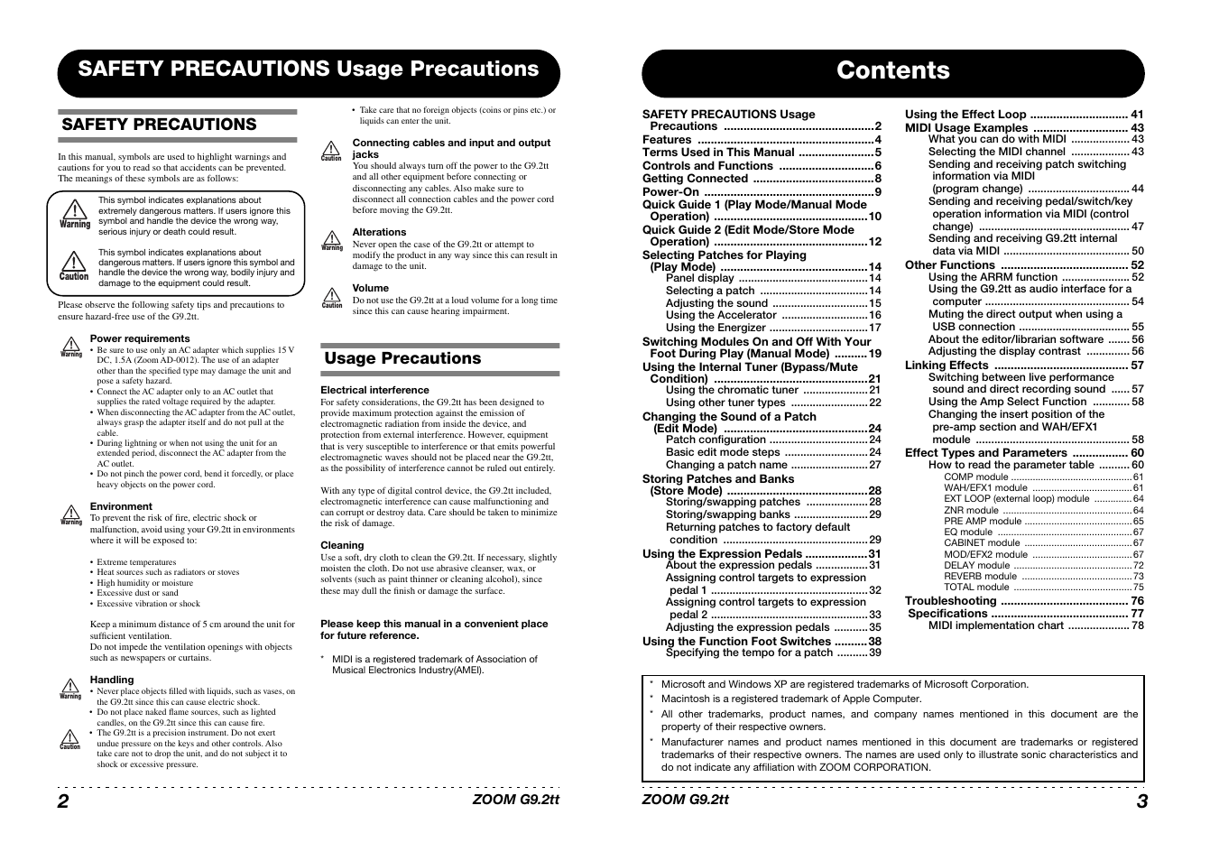 Princeton Digital (USA) Guitar Effects Console G9.2tt2q User Manual | Page 2 / 51
