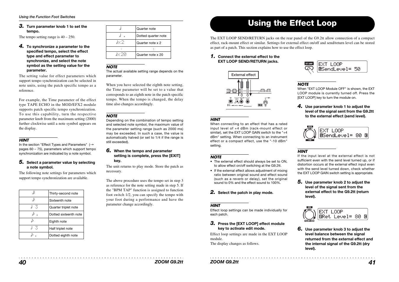 Using the effect loop, X 20 | Princeton Digital (USA) Guitar Effects Console G9.2tt2q User Manual | Page 21 / 51