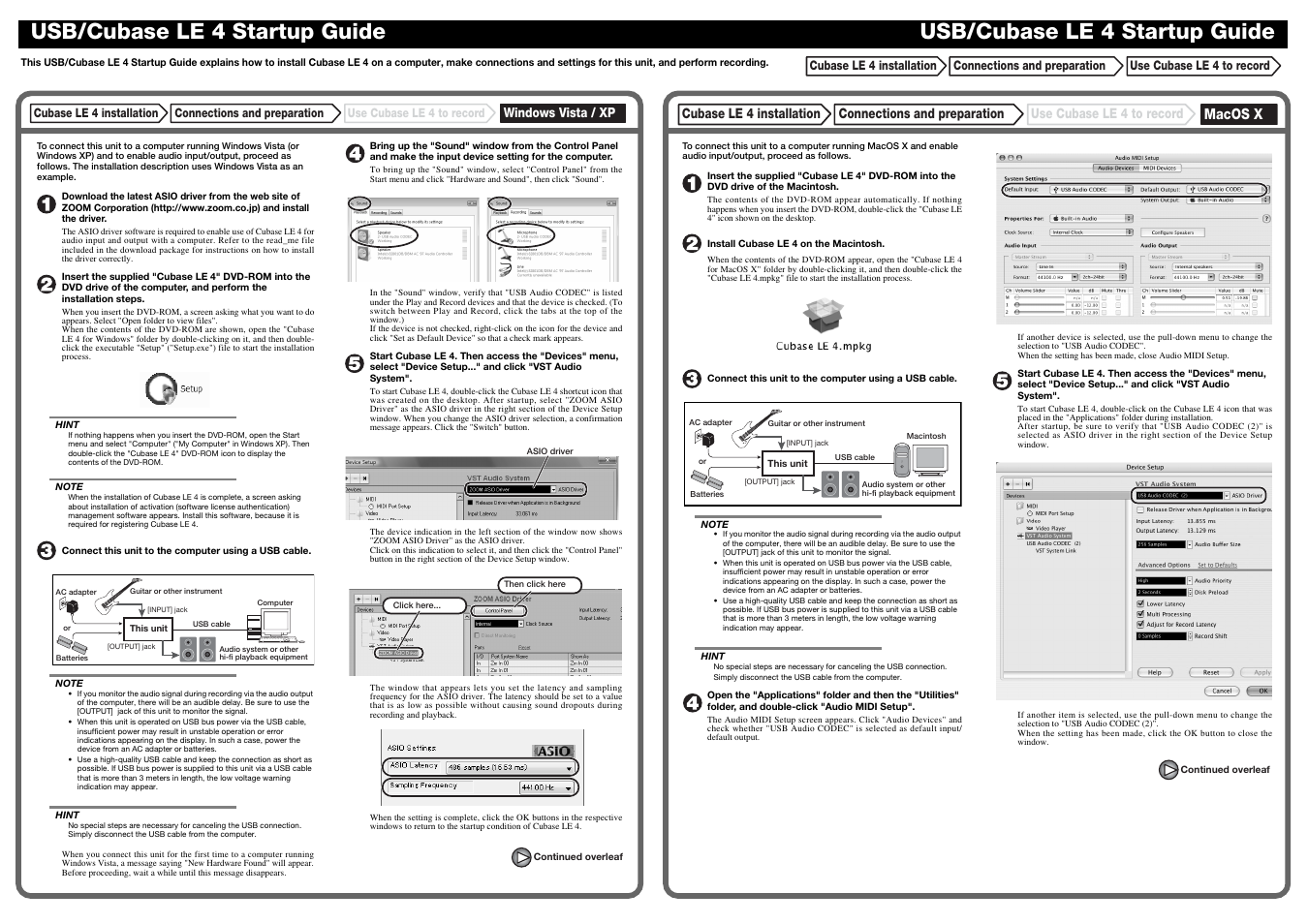 Macos x, Cubase le 4 installation | Princeton Digital (USA) Guitar Effects Console G9.2tt2q User Manual | Page 50 / 51