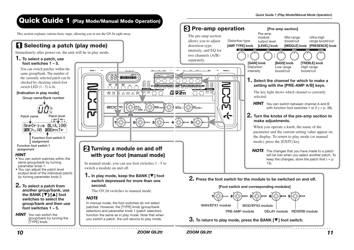 Quick guide 1 | Princeton Digital (USA) Guitar Effects Console G9.2tt2q User Manual | Page 6 / 51