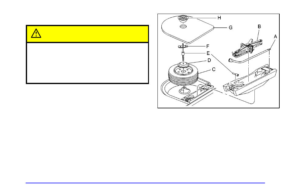 Storing the flat tire and tools, Caution | Pontiac 2002 Sunfire User Manual | Page 224 / 343