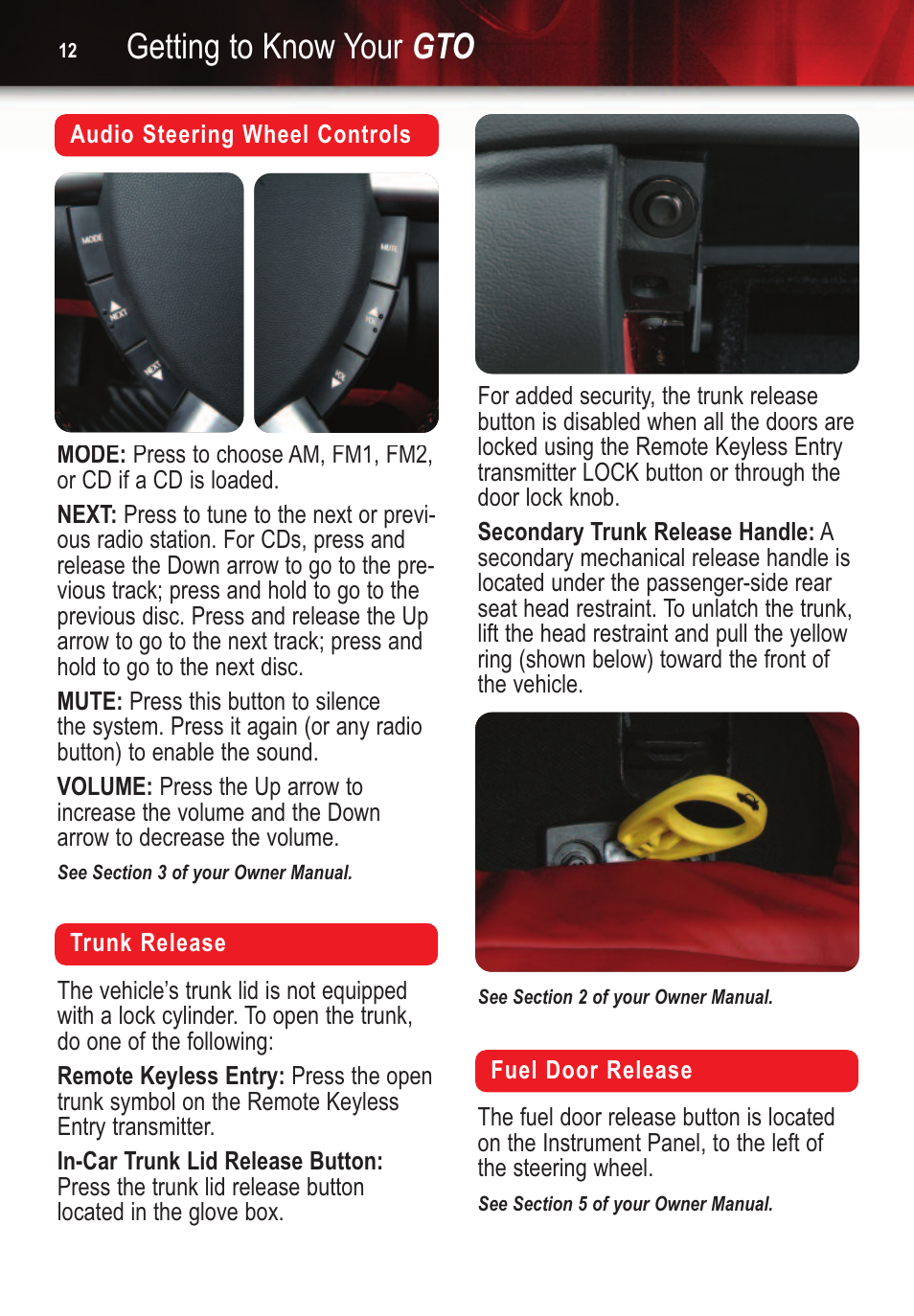 Getting to know your gto | Pontiac 2006 Gto User Manual | Page 12 / 16