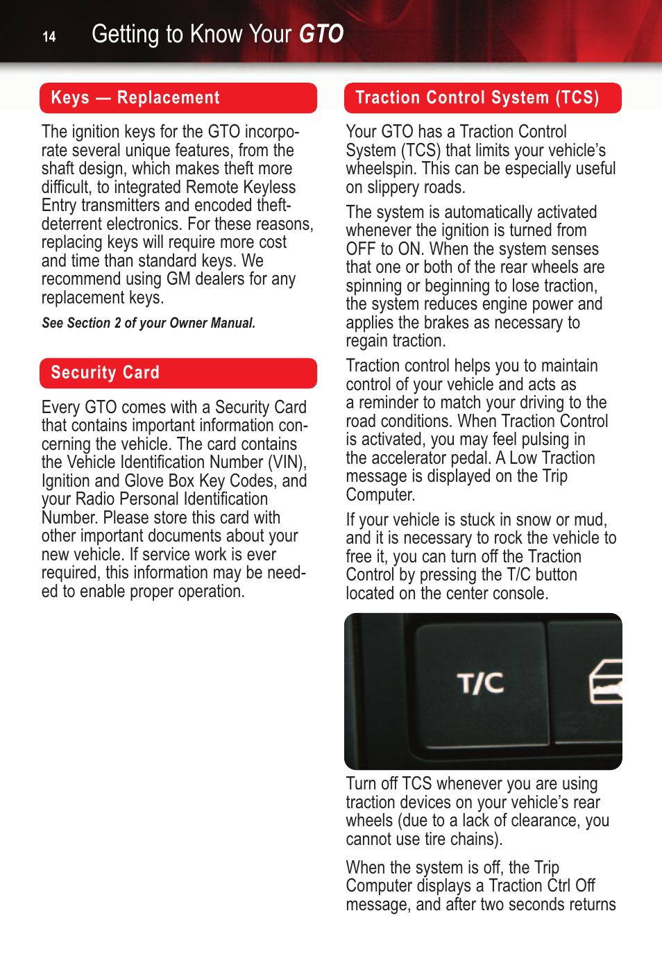 Getting to know your gto | Pontiac 2006 Gto User Manual | Page 14 / 16