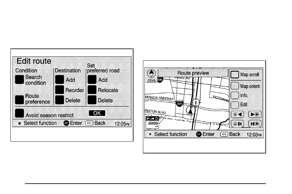 Edit route, Route preview | Pontiac Vibe Navigation System Supplement User Manual | Page 22 / 50